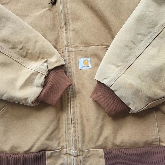 Vintage Carhartt Active Jacket Men 2XL Tan Work Hoodie Quilt Lined Duck Canvas - Picture 4 of 9